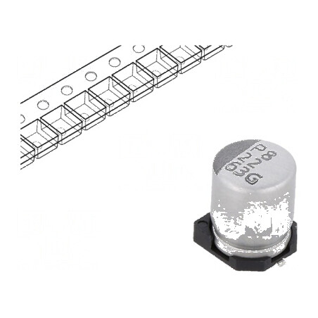 Condensator electrolitic SMD 22uF 63VDC ±20% -55÷105°C 2000h | Electronic-mag.ro | Componente Electronice