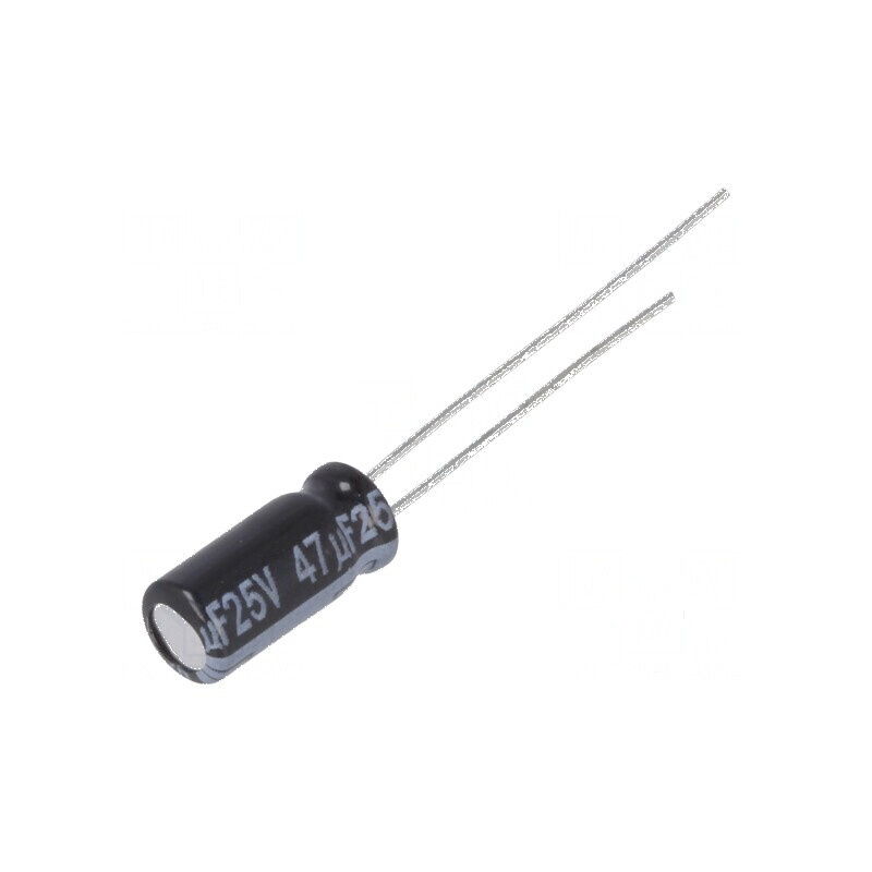Condensator electrolitic low ESR 47uF 25V THT Ø5x11mm ±20% | Electronic-mag.ro | Componente Electronice Condensator electrolitic low ESR 47uF 25V THT Ø5x11mm ±20% | Electronic-mag.ro | Componente Electronice