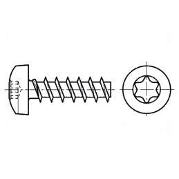 Şurub 5x10 Torx TX25 cu cap rotund din oţel călit Øcap 9,5mm | Electronic-mag.ro | Componente Electronice