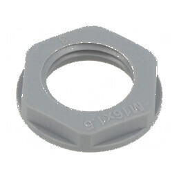 Piuliță M16 poliamidă 22mm gri metrică 1,5 | Electronic-mag.ro | Componente Electronice