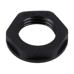 Piuliță M16 poliamidă 22mm neagră metrică 1,5 | Electronic-mag.ro | Componente Electronice
