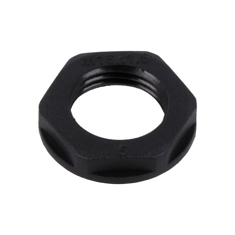 Piuliță M16 poliamidă 22mm neagră metrică 1,5 | Electronic-mag.ro | Componente Electronice