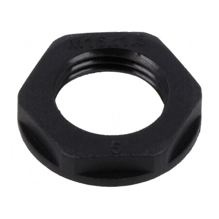 Piuliță M16 poliamidă 22mm neagră metrică 1,5 | Electronic-mag.ro | Componente Electronice