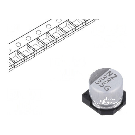 Condensator electrolitic SMD 33uF 35V DC ±20% -55÷105°C 2000h | Electronic-mag.ro | Componente Electronice