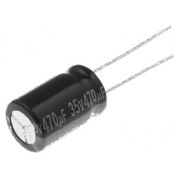 Condensator electrolitic THT 470uF 35VDC Ø10x16mm 5mm Raster | Electronic-mag.ro | Componente Electronice