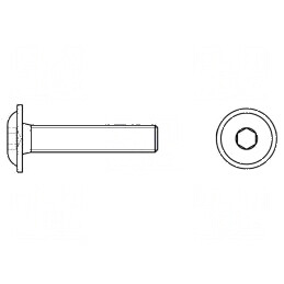 Şurub cu flanşă M4x40, cap buton imbus HEX 2,5mm | Electronic-mag.ro | Componente Electronice