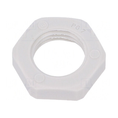 Piuliță PG7 poliamidă 5mm Cheie 19mm gri -40÷100°C | Electronic-mag.ro | Componente Electronice