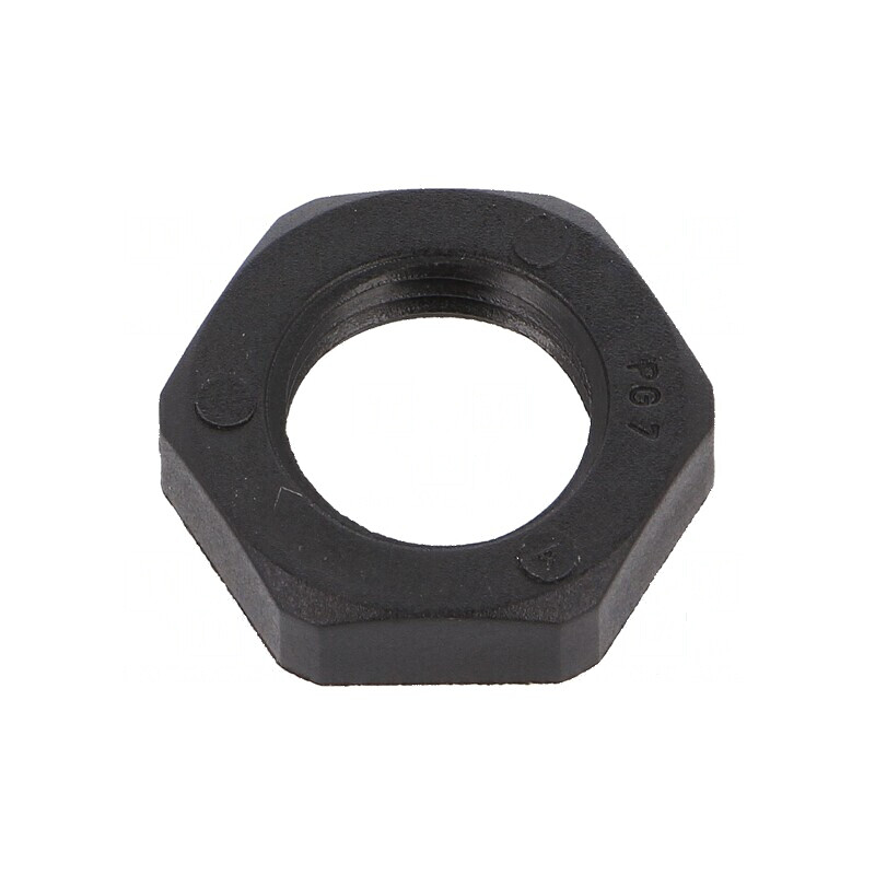 Piuliță PG7 poliamidă 5mm Cheie 19mm neagră -40÷100°C | Electronic-mag.ro | Componente Electronice