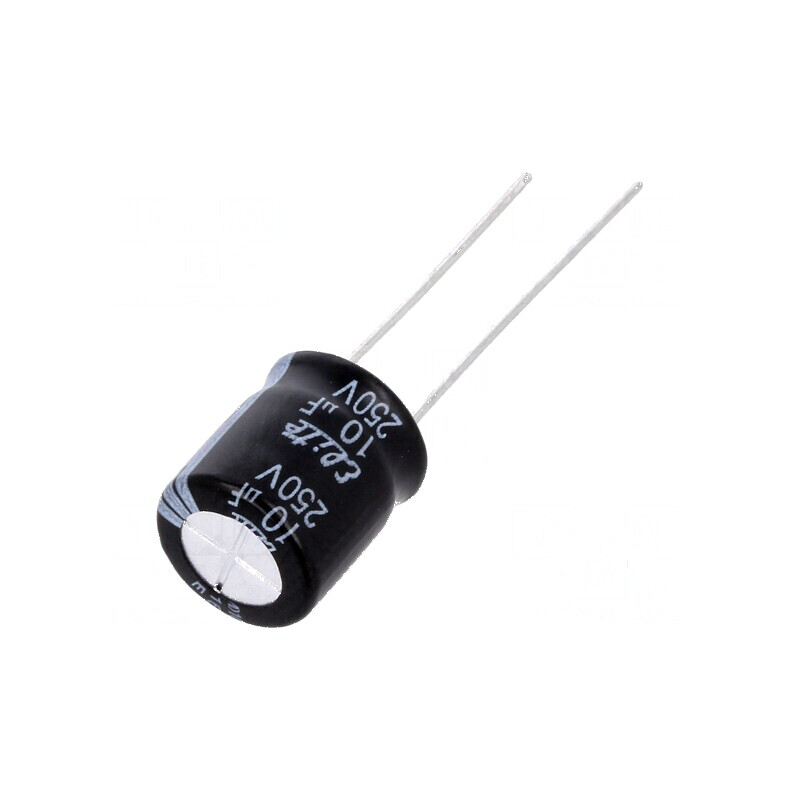 Condensator electrolitic THT 10uF 250VDC Ø10x12mm 5mm Raster | Electronic-mag.ro | Componente Electronice Condensator electrolitic THT 10uF 250VDC Ø10x12mm 5mm Raster | Electronic-mag.ro | Componente Electronice