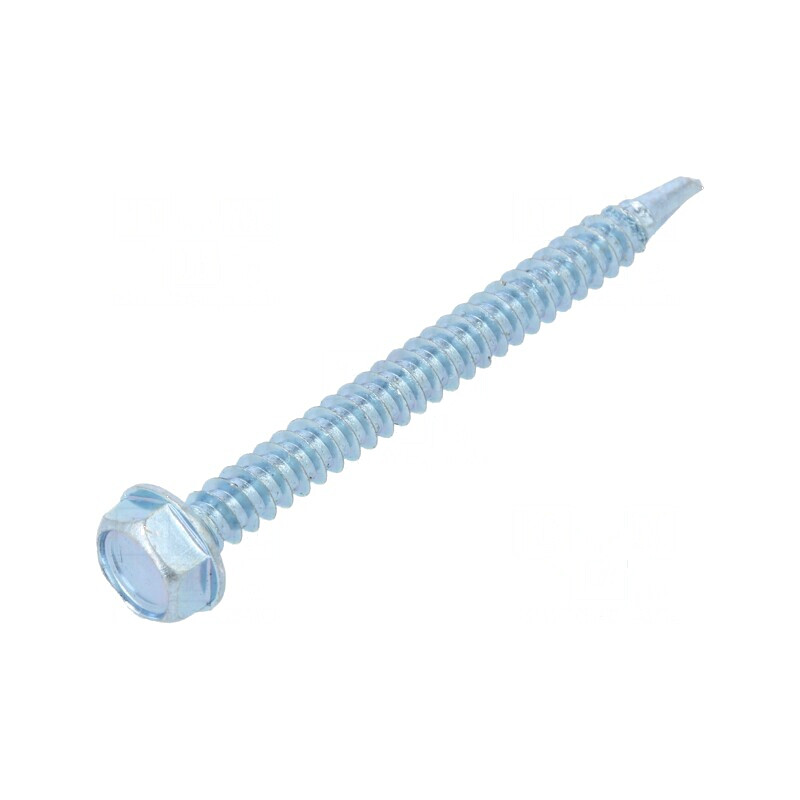 Şurub metalic cu flanşă 4,2x45mm, cap hexagonal 7mm, oţel călit | Electronic-mag.ro | Componente Electronice