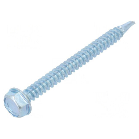 Şurub metalic cu flanşă 4,2x45mm, cap hexagonal 7mm, oţel călit | Electronic-mag.ro | Componente Electronice