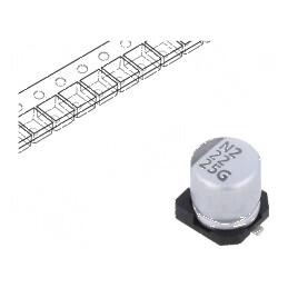 Condensator electrolitic SMD 22uF 25VDC ±20% 2000h | Electronic-mag.ro | Componente Electronice