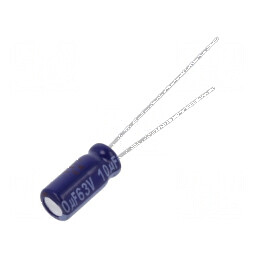 Condensator electrolitic THT 10uF 63VDC Ø5x11mm 2mm Raster | Electronic-mag.ro | Componente Electronice
