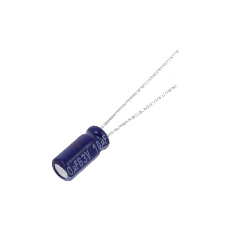 Condensator electrolitic THT 10uF 63VDC Ø5x11mm 2mm Raster | Electronic-mag.ro | Componente Electronice