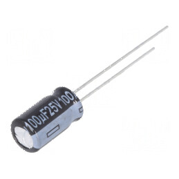 Condensator electrolitic low ESR THT 100uF 25V 6,3x11,2mm | Electronic-mag.ro | Componente Electronice