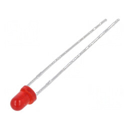 LED 3mm roșie 12-25mcd 60° convex | Electronic-mag.ro | Componente Electronice