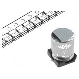 Condensator electrolitic SMD 100uF 25VDC Ø6,3x7,7mm ±20% | Electronic-mag.ro | Componente Electronice