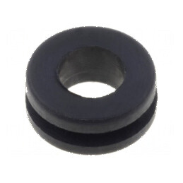 Manşon din gumă neagră Ø 6mm, Ø orificiu 4,1mm | Electronic-mag.ro | Componente Electronice