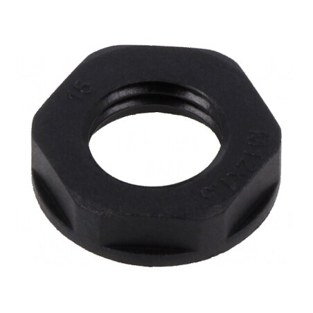 Piuliță M12 poliamidă neagră 18mm, filet metric 1,5 | Electronic-mag.ro | Componente Electronice