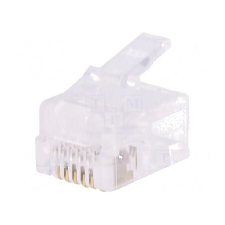 Conector RJ12 6 pini neecranați aurit 6p6c | Electronic-mag.ro | Componente Electronice