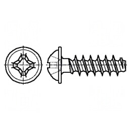 Şurub pentru plastic 3x10 mm cu cap buton Phillips PH2 din oţel zincat | Electronic-mag.ro | Componente Electronice