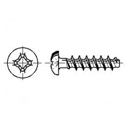 Şurub pentru plastic 2,5x10 mm Cap buton Phillips PH1 oţel zincat | Electronic-mag.ro | Componente Electronice