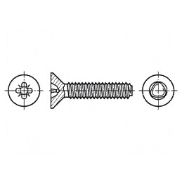 Şurub îngropat 5x8 PZ2 oţel zincat, cap Ø9,2mm | Electronic-mag.ro | Componente Electronice