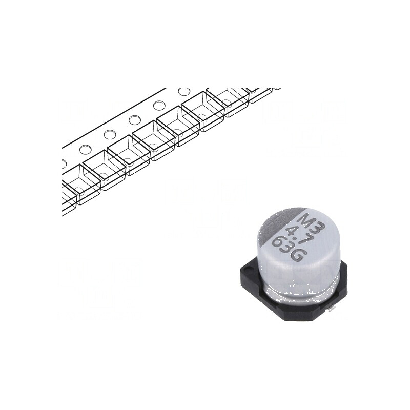 Condensator electrolitic SMD 4,7uF 63VDC ±20% -55÷105°C | Electronic-mag.ro | Componente Electronice