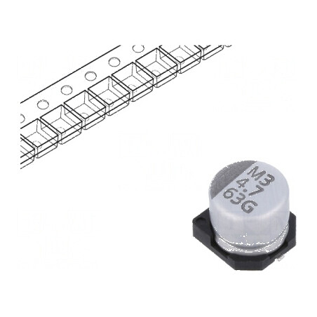 Condensator electrolitic SMD 4,7uF 63VDC ±20% -55÷105°C | Electronic-mag.ro | Componente Electronice