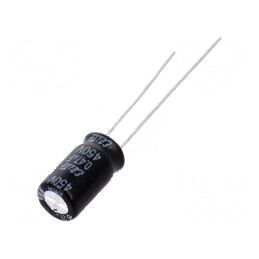 Condensator electrolitic THT 0,47uF 450VDC Ø6,3x11mm ±20% | Electronic-mag.ro | Componente Electronice
