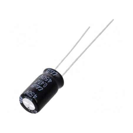 Condensator electrolitic THT 0,47uF 450VDC Ø6,3x11mm ±20% | Electronic-mag.ro | Componente Electronice
