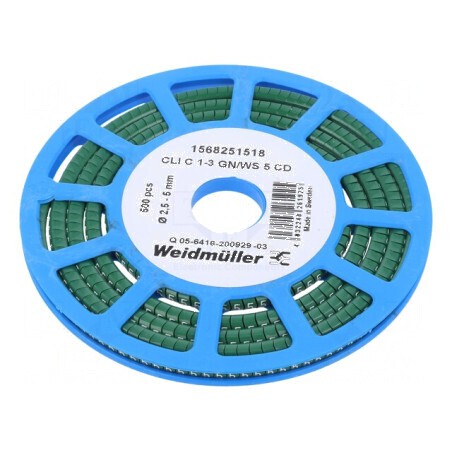 Markere Marcaj PVC Verde 2,5-5mm -30° până la 80°C | Electronic-mag.ro | Componente Electronice