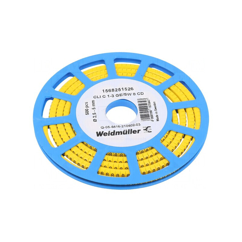 Markere Marcaj PVC Galben 8, 2,5-5mm -30° până la 80°C | Electronic-mag.ro | Componente Electronice