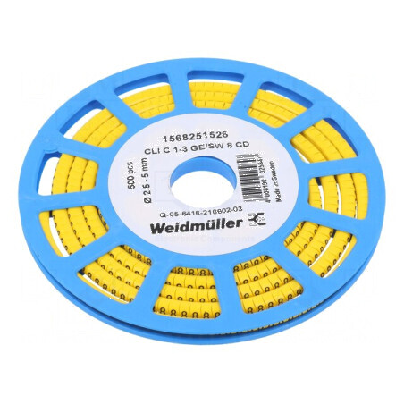 Markere Marcaj PVC Galben 8, 2,5-5mm -30° până la 80°C | Electronic-mag.ro | Componente Electronice