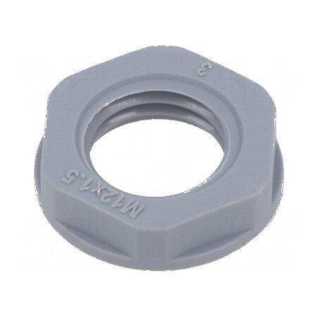 Piuliță M12 poliamidă 18mm gri - filet metric, pas 1,5 | Electronic-mag.ro | Componente Electronice