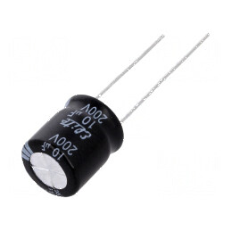 Condensator electrolitic THT 10uF 200VDC Ø10x12,5mm ±20% | Electronic-mag.ro | Componente Electronice