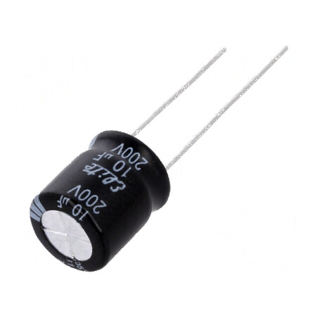 Condensator electrolitic THT 10uF 200VDC Ø10x12,5mm ±20% | Electronic-mag.ro | Componente Electronice