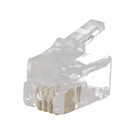 Conector RJ9 4p4c cu mufă PIN 4, cablu IDC, crimpat | Electronic-mag.ro | Componente Electronice