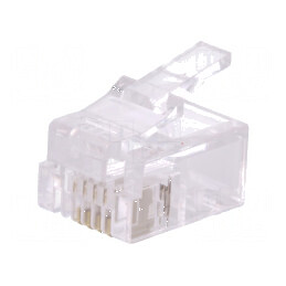 Conector RJ11 6P4C aurit, mufe PIN 4 neecranaţi | Electronic-mag.ro | Componente Electronice