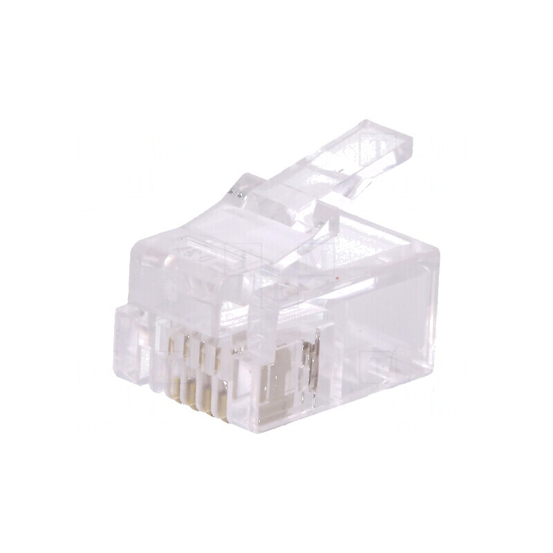 Conector RJ11 6P4C aurit, mufe PIN 4 neecranaţi | Electronic-mag.ro | Componente Electronice