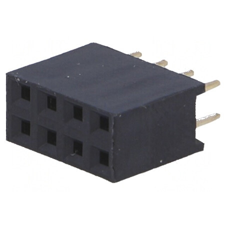 Conector șiruri pini soclu mamă 8 pini 2,54mm THT 2x4 | Electronic-mag.ro | Componente Electronice
