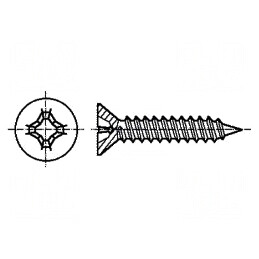 Şurub îngropat Phillips PH2 3,9x45mm oţel zincat Øcap 7,5mm | Electronic-mag.ro | Componente Electronice