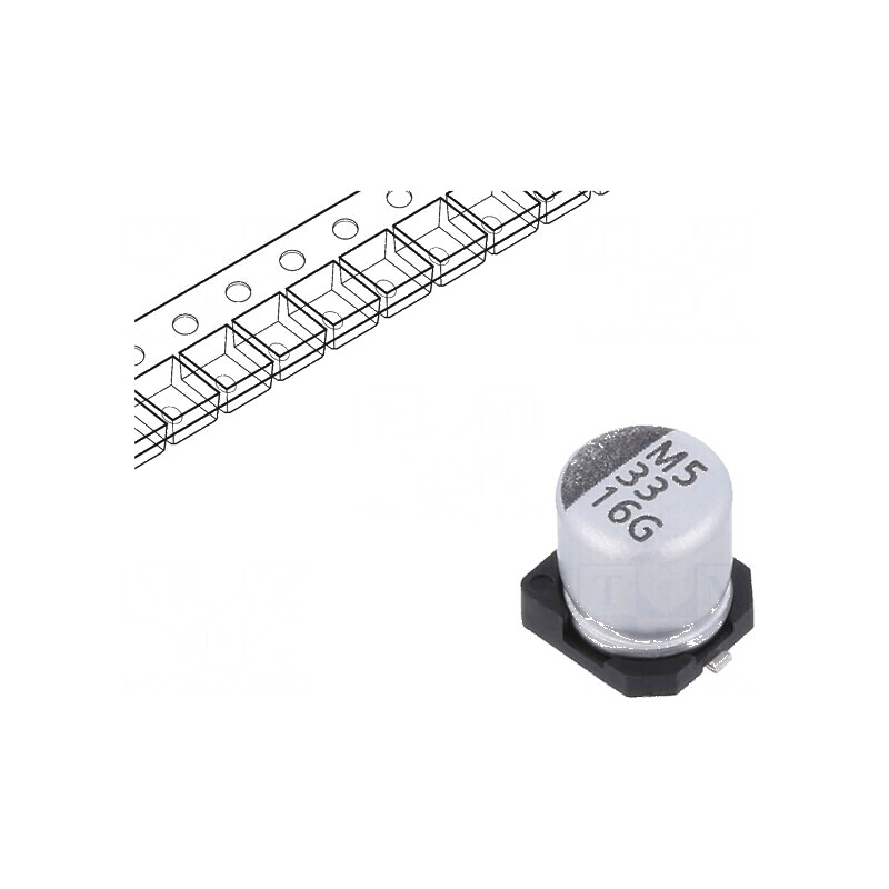 Condensator electrolitic SMD 33µF 16V 2000h -55÷105°C ±20% | Electronic-mag.ro | Componente Electronice