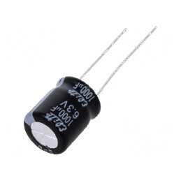 Condensator electrolitic THT 1000uF 6.3V Ø10x12.5mm ±20% | Electronic-mag.ro | Componente Electronice