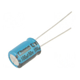 Condensator electrolitic THT 100uF 50V 8x11,5mm ±20% | Electronic-mag.ro | Componente Electronice