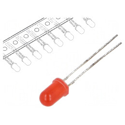 LED 5mm roșie 10-15mcd 30° convex | Electronic-mag.ro | Componente Electronice