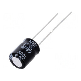 Condensator electrolitic THT 33uF 100VDC Ø8x11,5mm ±20% | Electronic-mag.ro | Componente Electronice