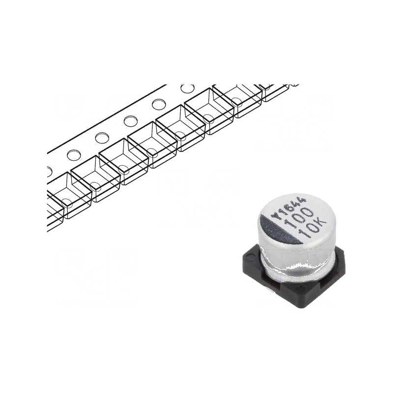 Condensator electrolitic SMD 100uF 10V 6.3x5.3mm ±20% | Electronic-mag.ro | Componente Electronice
