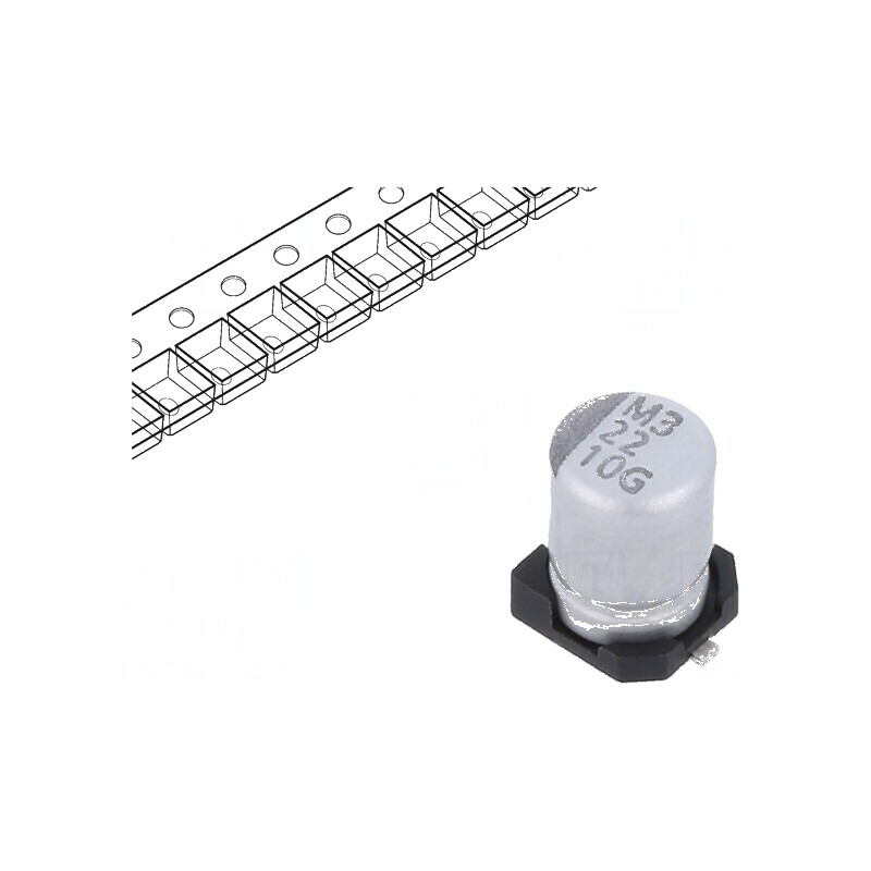 Condensator electrolitic SMD 22uF 10VDC ±20% -55° până la 105°C 2000h | Electronic-mag.ro | Componente Electronice