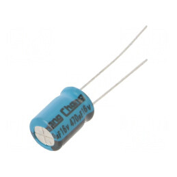 Condensator electrolitic THT 470uF 16VDC Ø8x11,5mm ±20% 61mΩ | Electronic-mag.ro | Componente Electronice
